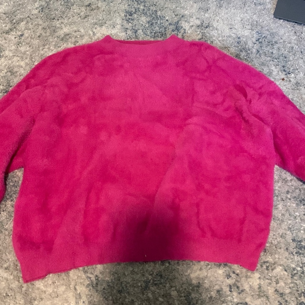 Fluffy pink sweater